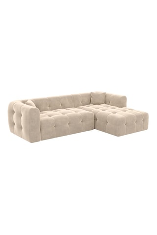 Canapé d'angle droit Baloo - Crème - 5 places - En tissu velours