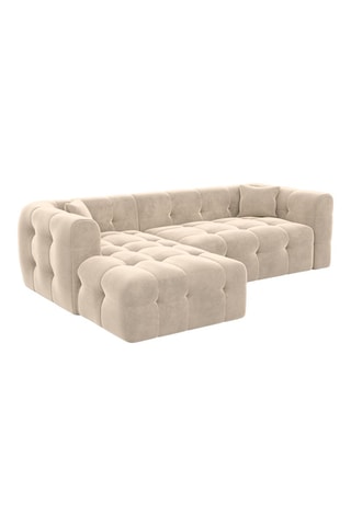 Canapé d'angle gauche Baloo - Crème - 5 places - En tissu velours