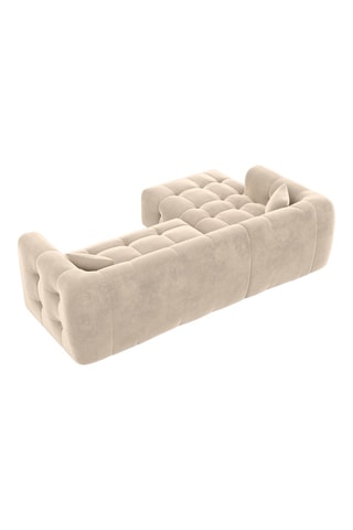Canapé d'angle gauche Baloo - Crème - 5 places - En tissu velours