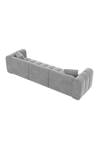 Canapé droit Luma - Gris clair - 3 places - Tissu velours