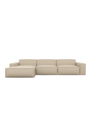 Canapé d’angle gauche Lionel - Beige - 5 places - En cuir