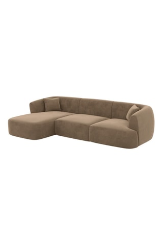 Canapé d'angle gauche Ozura - Marron - 5 places - En tissu velours