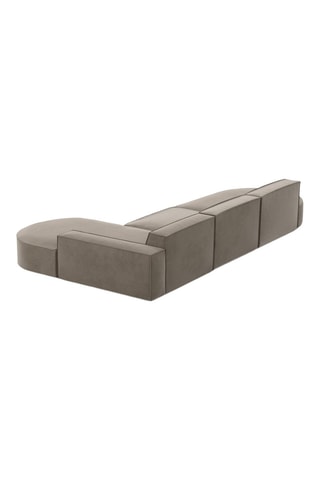 Canapé d'angle droit Victoria - Beige - 6 places - En tissu velours