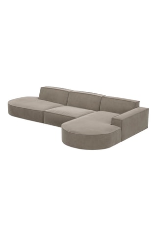 Canapé d'angle droit Victoria - Beige - 6 places - En tissu velours