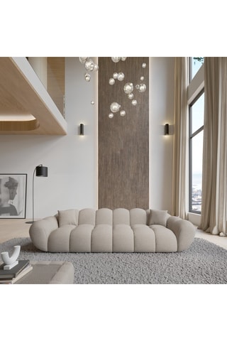 Canapé - Beige - 4 places - En tissu bouclé