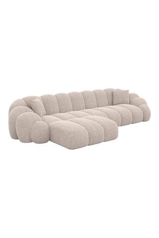 Canapé d'angle gauche - Beige - 5 places - En tissu structuré