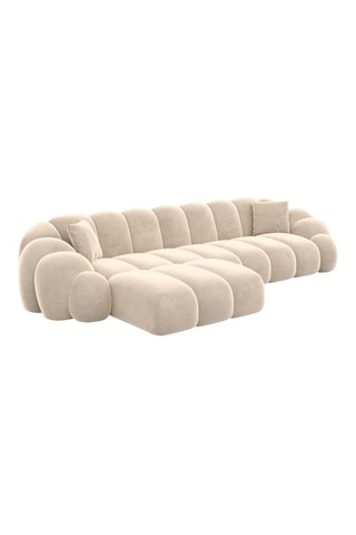 Canapé d'angle gauche - Crème - 5 places - En tissu velours