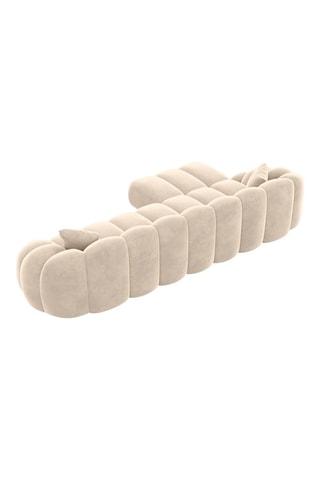 Canapé d'angle gauche - Crème - 5 places - En tissu velours
