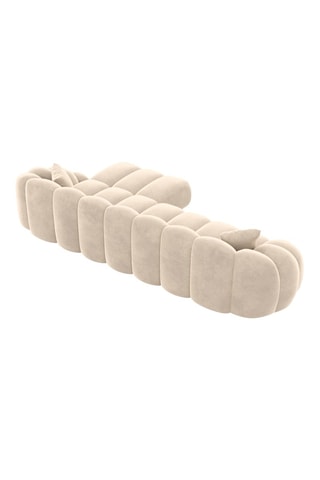 Canapé d'angle droit - Crème - 5 places - En tissu velours