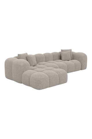 Canapé d'angle gauche convertible - Beige - 5 places - En tissu bouclé