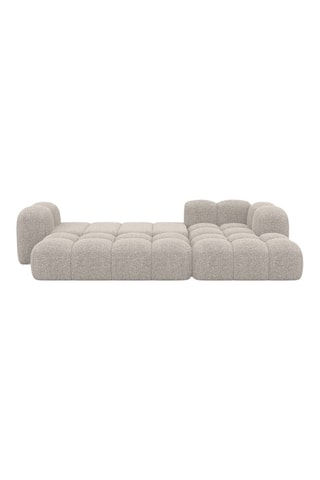 Canapé d'angle gauche convertible - Beige - 5 places - En tissu bouclé