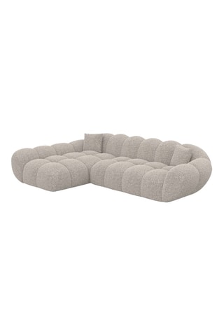 Canapé d'angle gauche - Beige - 4 places - En tissu bouclé