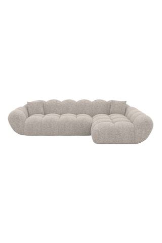 Canapé d'angle droit - Beige - 4 places - En tissu bouclé
