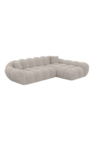 Canapé d'angle droit - Beige - 4 places - En tissu bouclé