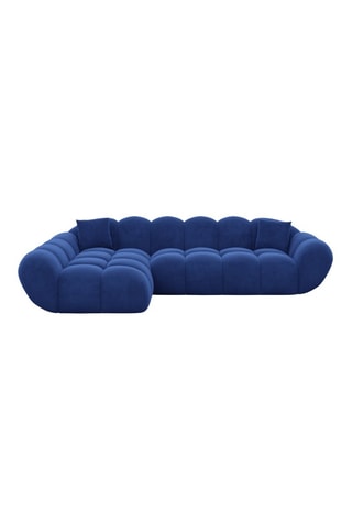 Canapé d'angle gauche - Bleu - 4 places - En tissu velours