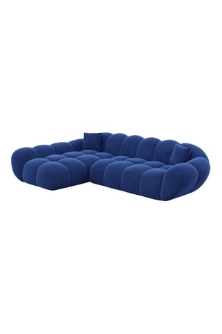 Canapé d'angle gauche - Bleu - 4 places - En tissu velours
