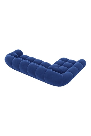 Canapé d'angle gauche - Bleu - 4 places - En tissu velours