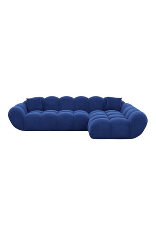 Canapé d'angle droit - Bleu - 4 places - En tissu velours