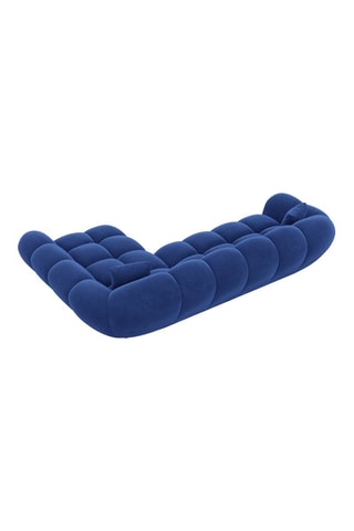 Canapé d'angle droit - Bleu - 4 places - En tissu velours