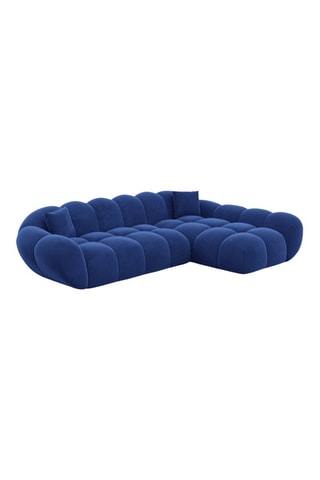 Canapé d'angle droit - Bleu - 4 places - En tissu velours