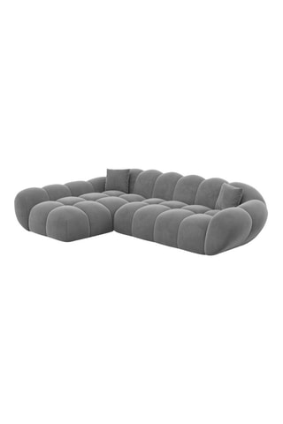 Canapé d'angle gauche - Gris - 4 places - En tissu velours