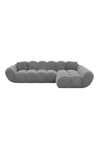 Canapé d'angle droit - Gris - 4 places - En tissu velours