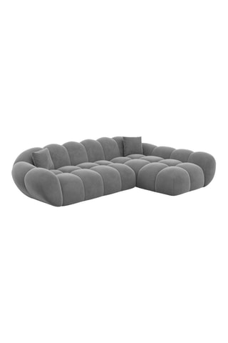 Canapé d'angle droit - Gris - 4 places - En tissu velours