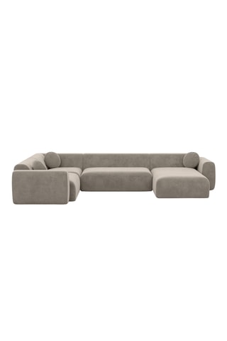 Canapé d'angle droit panoramique Moloko - Beige foncé - 7 places - En polyester