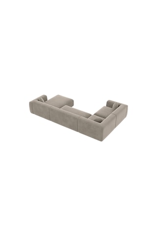 Canapé d'angle droit panoramique Moloko - Beige foncé - 7 places - En polyester