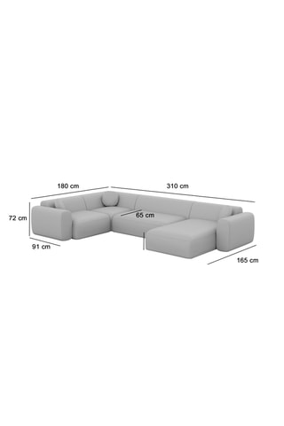 Canapé d'angle droit panoramique Moloko - Beige foncé - 7 places - En polyester