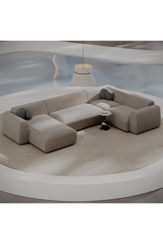 Canapé d'angle gauche panoramique Moloko - Beige - 7 places - En polyester