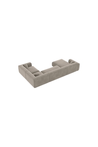 Canapé d'angle gauche panoramique Moloko - Beige - 7 places - En polyester