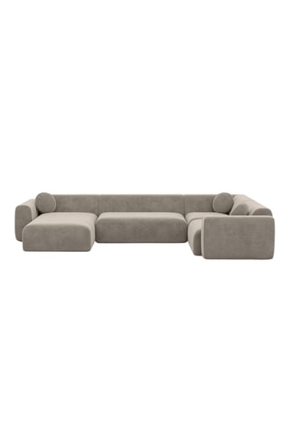 Canapé d'angle gauche panoramique Moloko - Beige - 7 places - En polyester