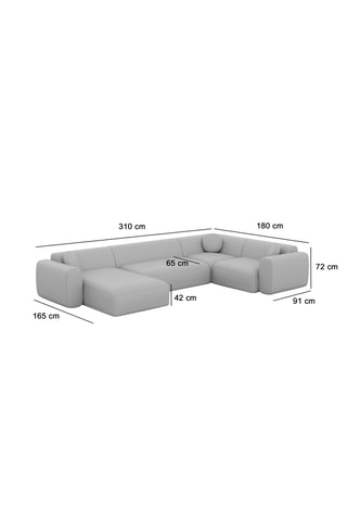 Canapé d'angle gauche panoramique Moloko - Beige - 7 places - En polyester