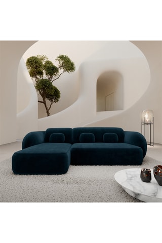 Canapé d'angle gauche Nebala - Bleu marine - 4 places - En polyester