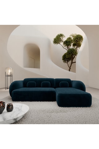 Canapé d'angle droit Nebala - Bleu marine - 4 places - En polyester