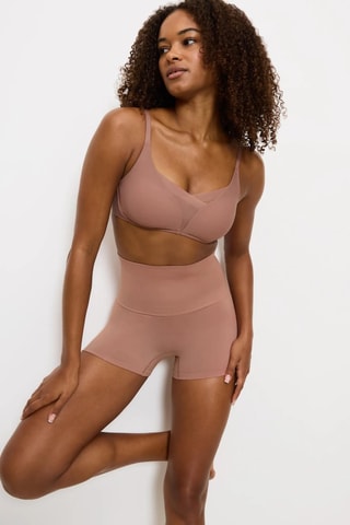 Shorty de talle alto Bandeau - Marrón
