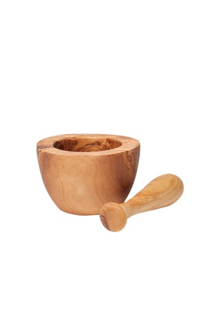 Mortero y maja de madera de olivo 