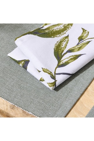 6 servilletas de tela - 40 x 40 cm - Blanco y verde