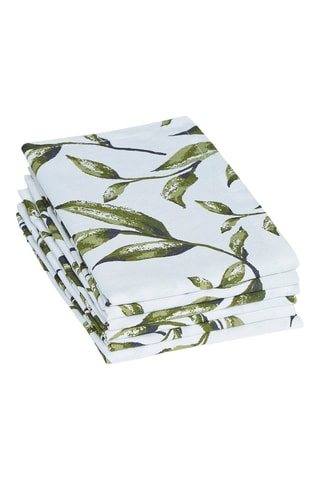 6 servilletas de tela - 40 x 40 cm - Blanco y verde