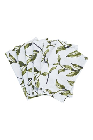 6 servilletas de tela - 40 x 40 cm - Blanco y verde