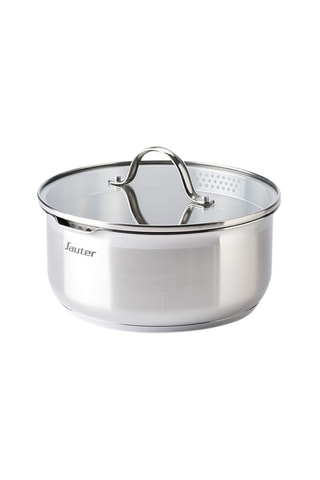Tapa de cristal con asa de acero inoxidable - 18 cm