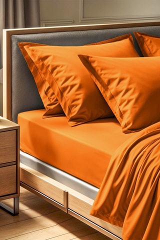 Sábana bajera de algodón 61 hilos/cm² - Naranja