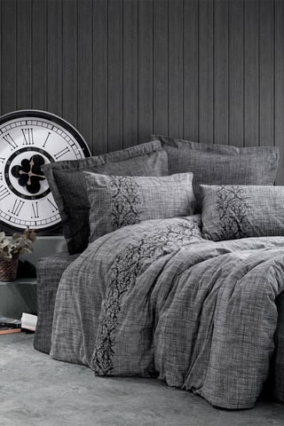 Juego de cama de algodón 57 hilos/cm² Sooty - Gris