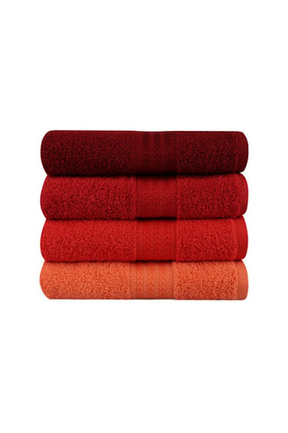 4 toallas de mano de fibra de bambú - Naranja - 50 x 90 cm