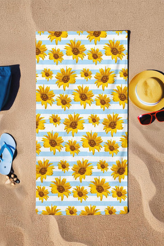Toalla de playa - Azul claro y blanco - 75 x 150 cm