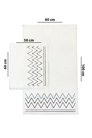 2 alfombras de baño Zikzak - Crudo - 60 x 100 cm y 50 x 60 cm
