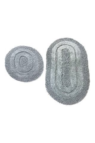2 alfombras de baño Macoroni - Gris - 60 x 100 y 50 x 60 cm