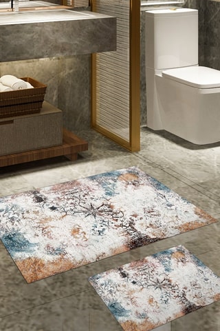 2 alfombras de baño - Multicolor - 50 x 60 y 60 x 100 cm