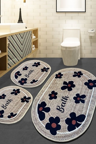 3 alfombras de baño - Beige - 60 x 100 y 50 x 60 y 40 x 60 cm